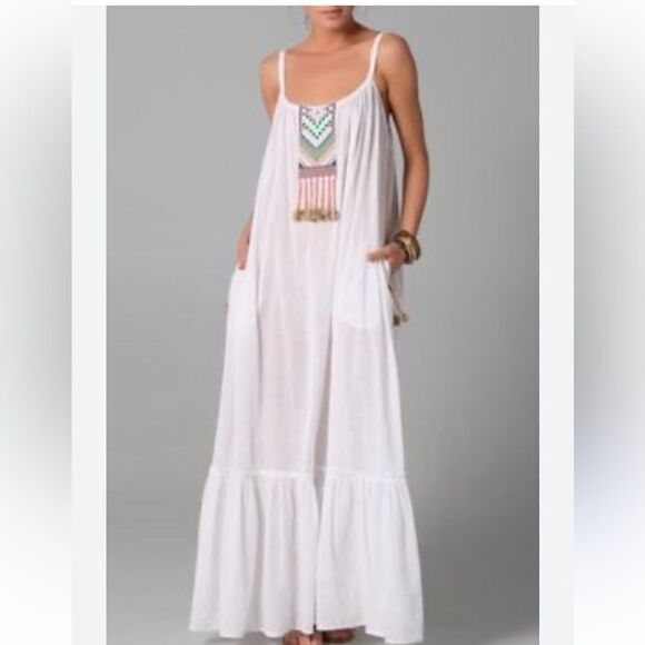 Mara Hoffman White Multicolor Accents Maxi Dress Large as seen on Runway Large - Picture 4 of 16